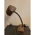 Antique Art Deco Cast Iron Gooseneck Desk Lamp w/Pen Holder, detail features
