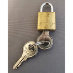 Vintage Brinks Hardened Miniature Luggage Padlock w/Keys - 1-3/8" x 3/4"- works