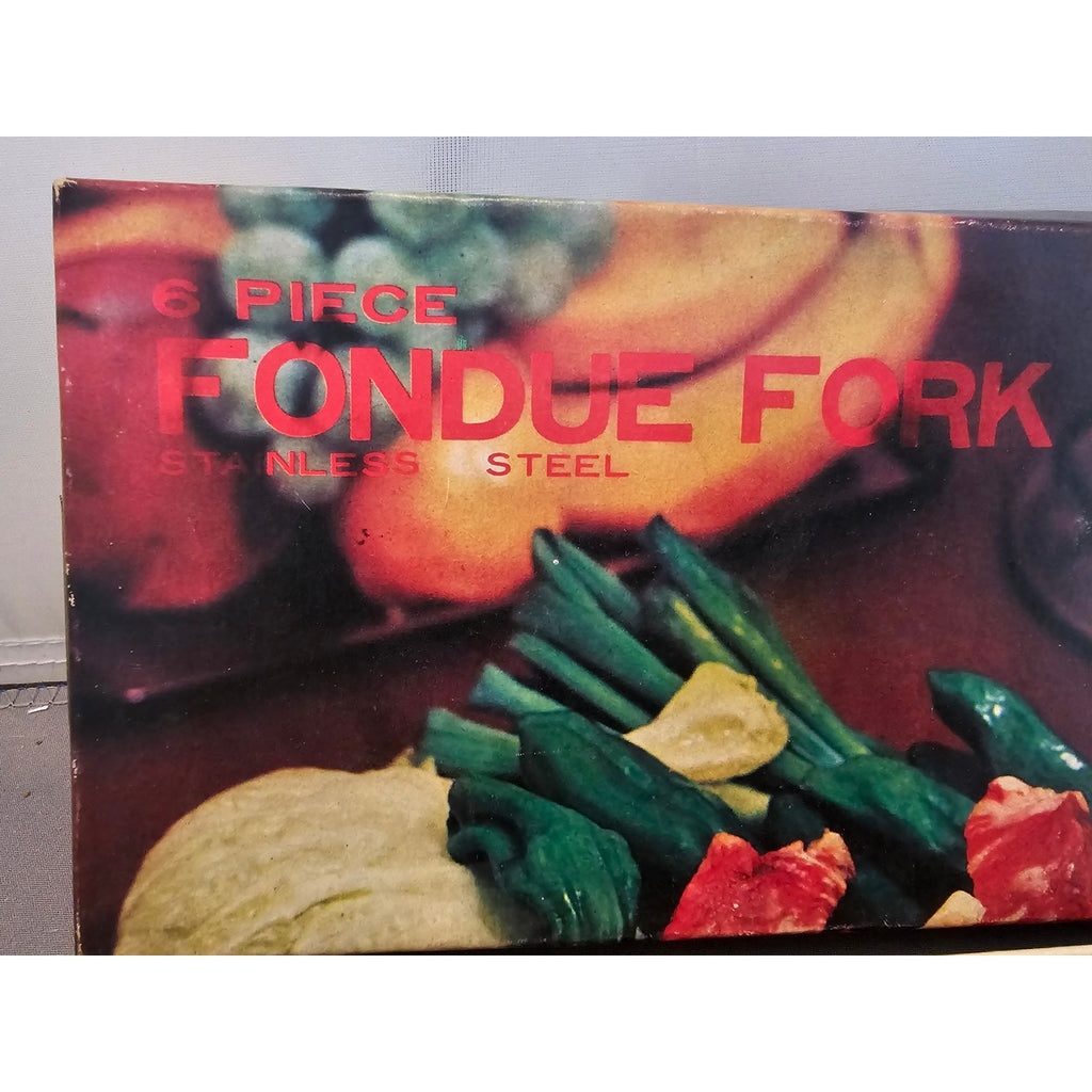 Vintage Set of 6 10-1/2" Long Stainless Steel Fondue Forks - 2730-M - Japan
