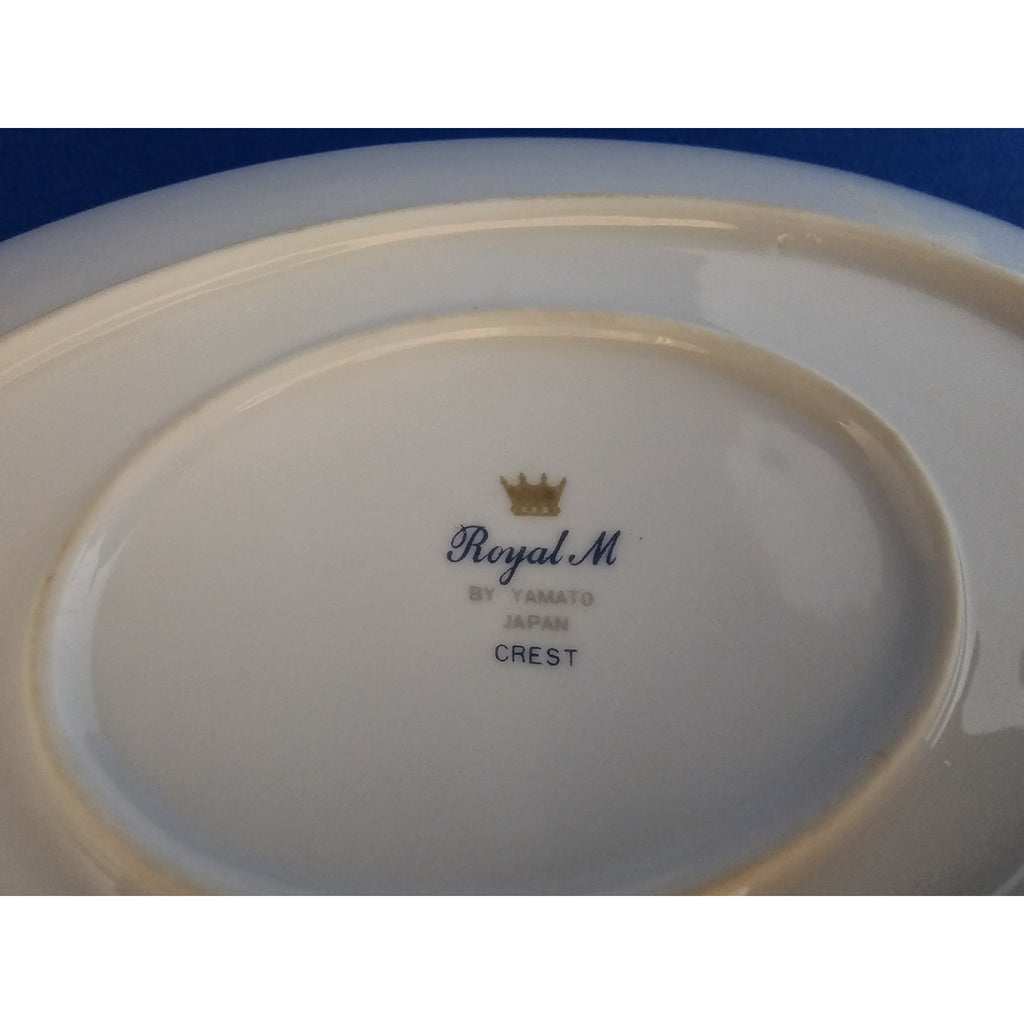 Vintage/Mid-Century 9” Oval Plate Royal M by Yamato - Made in Japan Crest Design