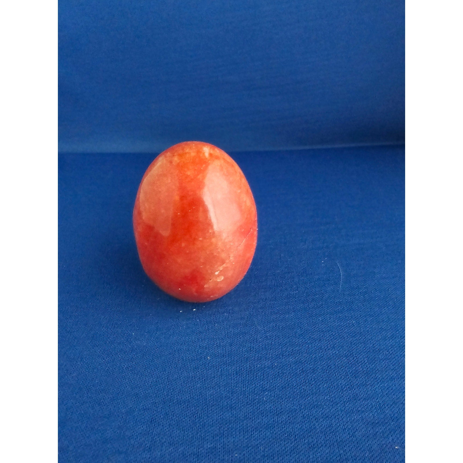 Vintage Alabaster Marble Carved Stone Fruit - Small 2-1/4" wide - Red/Orange