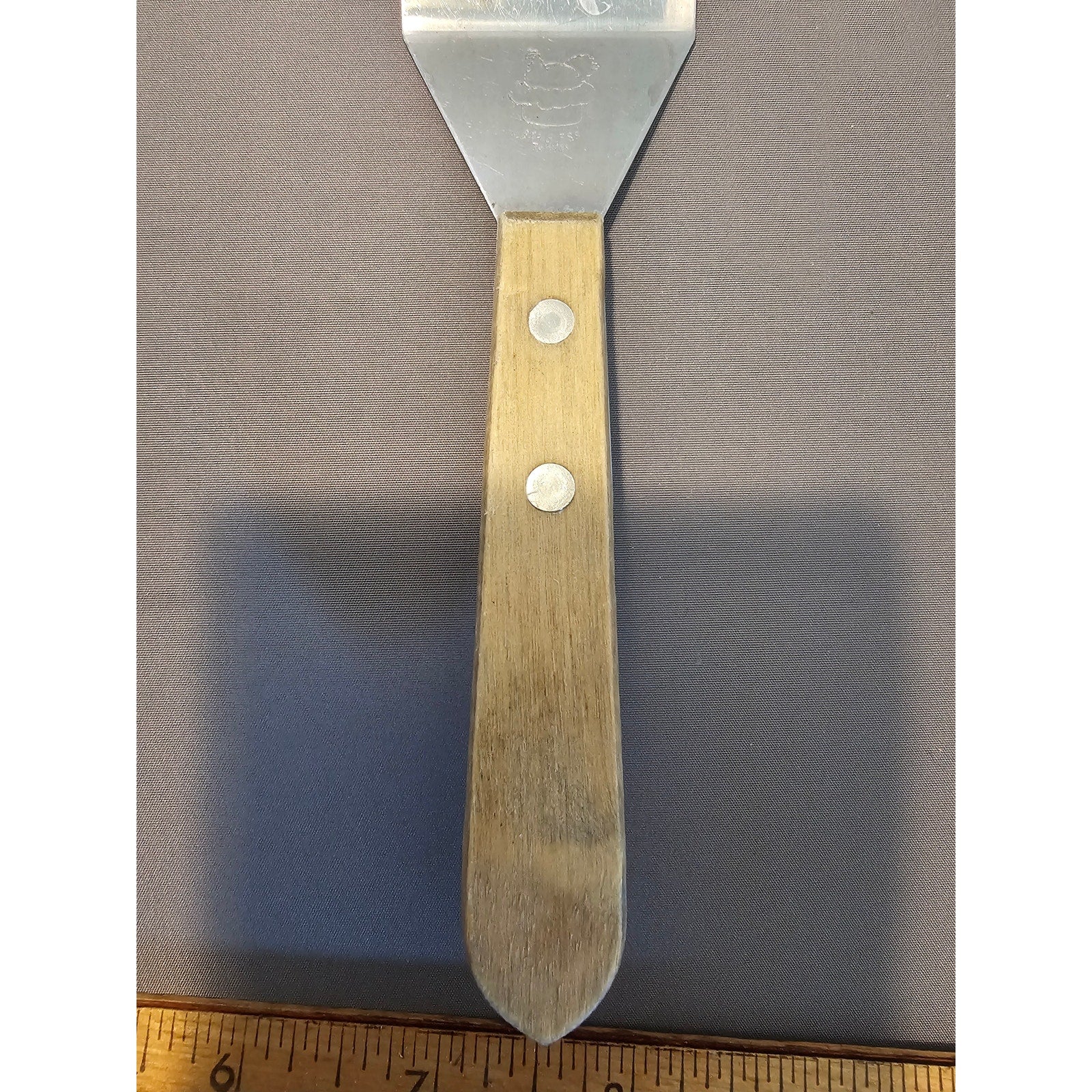 The Pampered Chef - Mini Stainless Steel Slotted Spatula w/Wood Handle 8"