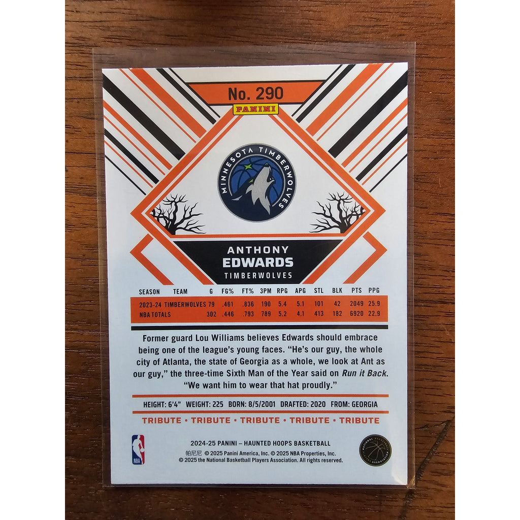 Anthony Edwards 2024-2025 Panini Haunted NBA Hoops #290 - Tribute - Timberwolves
