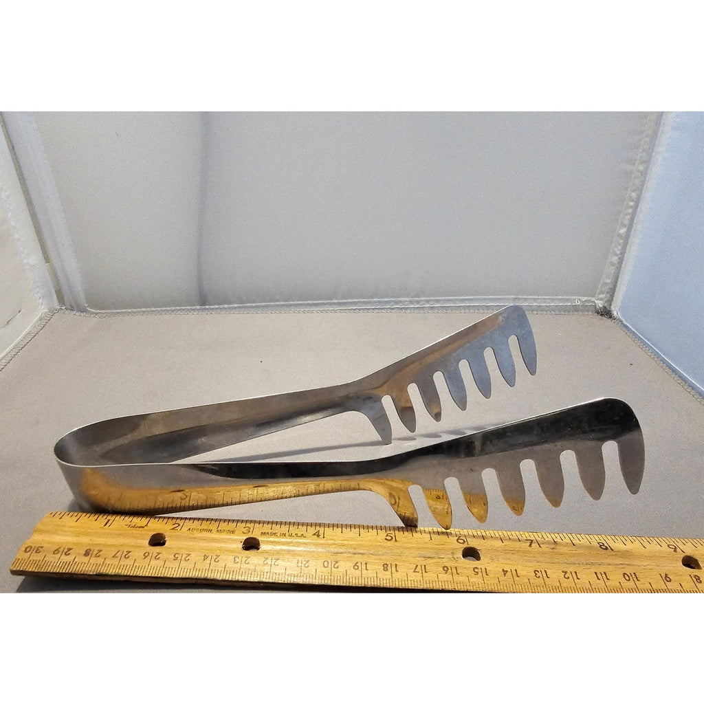 Stainless Steel Buffet Serving Tongs - Double Fork - 8" (in)