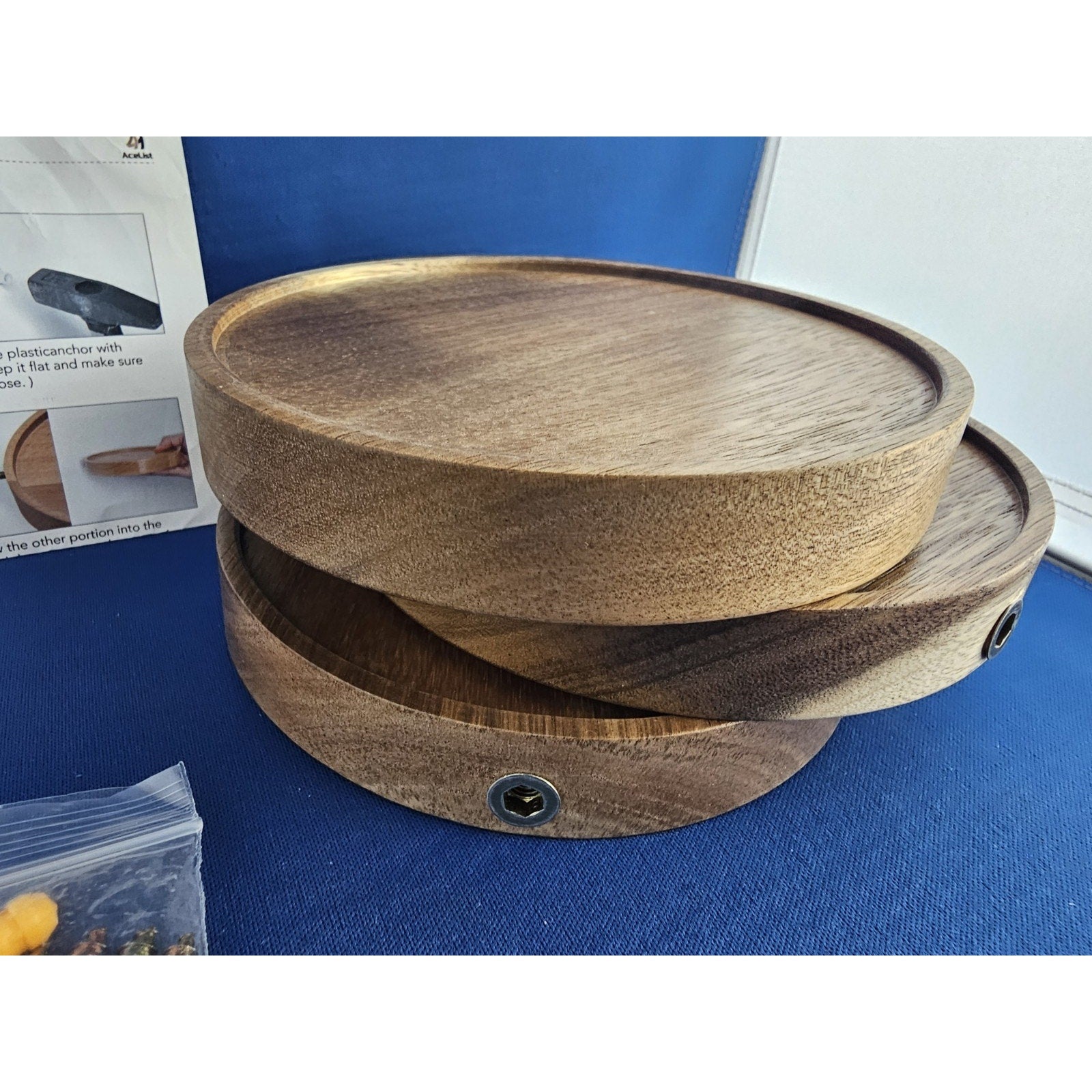 3-Pack Round Floating Shelves for Wall Decor, 6'' Diameter Beech Wood