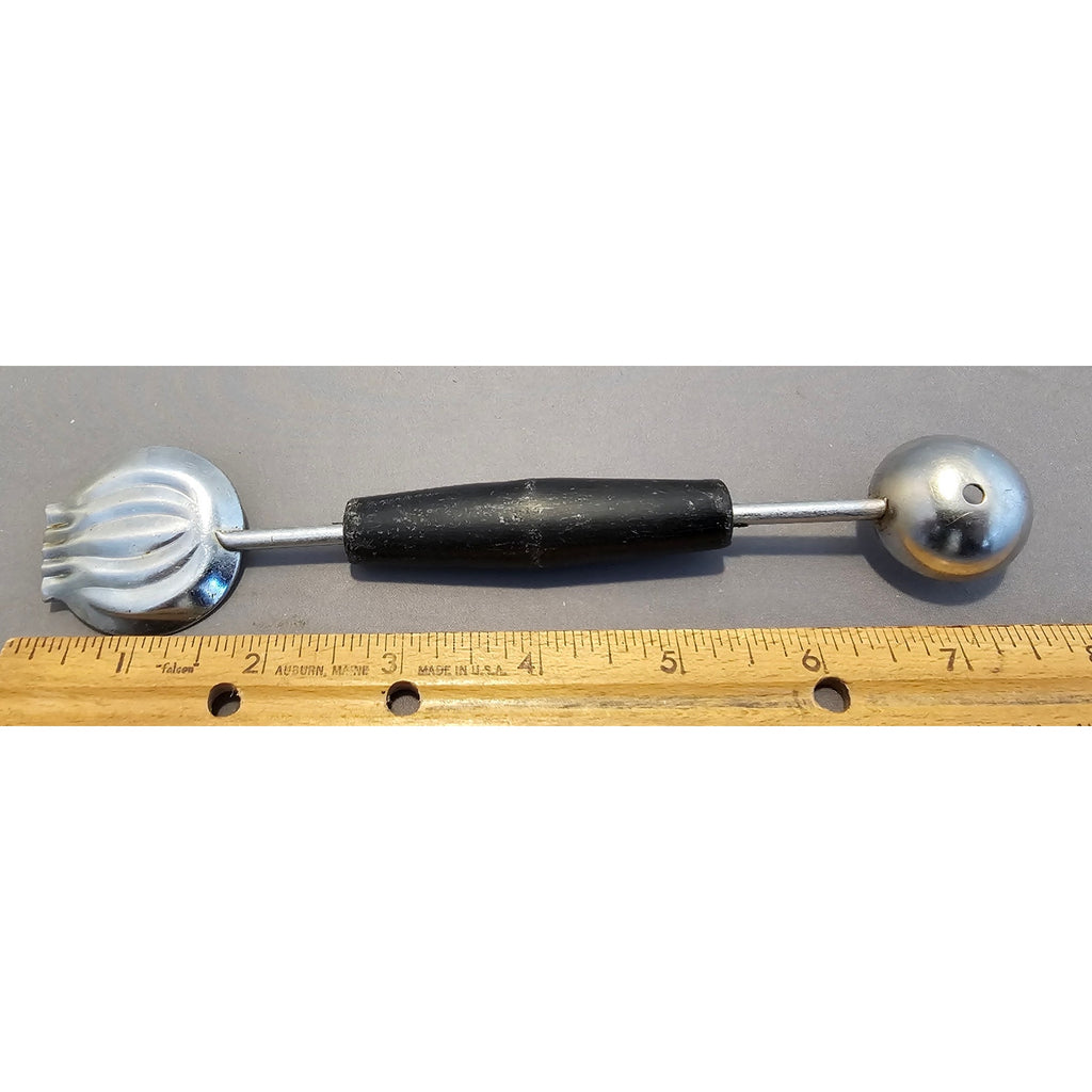 Vintage 8" Black Plastic Handled Double Ended Melon Baller/Curler