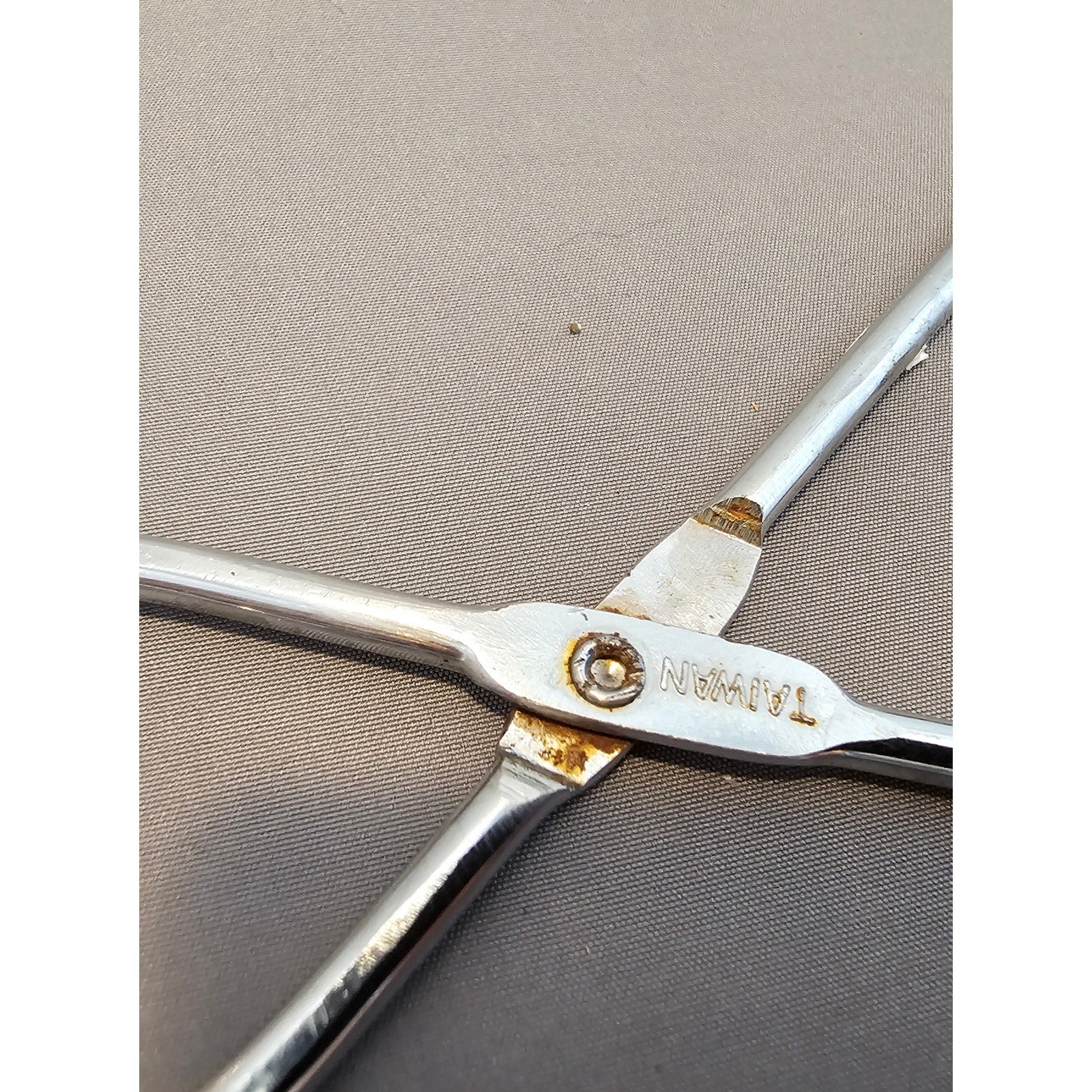 Vintage 8" Angled Stainless Steel Tongs - Made in Taiwan