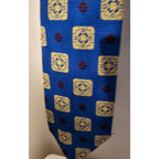 Vintage Men's Necktie - Blue w/Yellow Pattern - 58-1/4" L x 4" W
