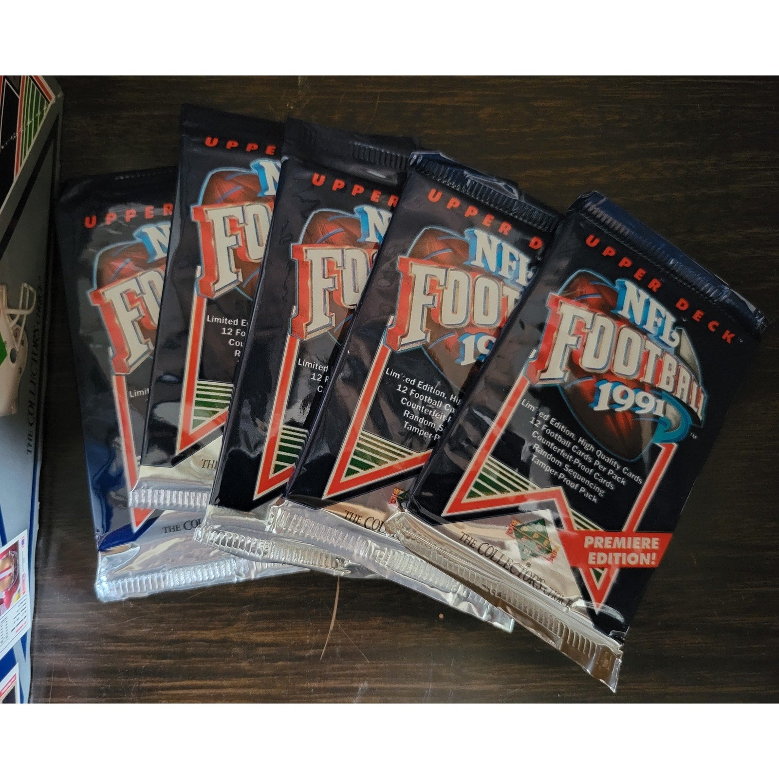 Lot of (5) Packs of 1991 Upper Deck NFL Premier Edition