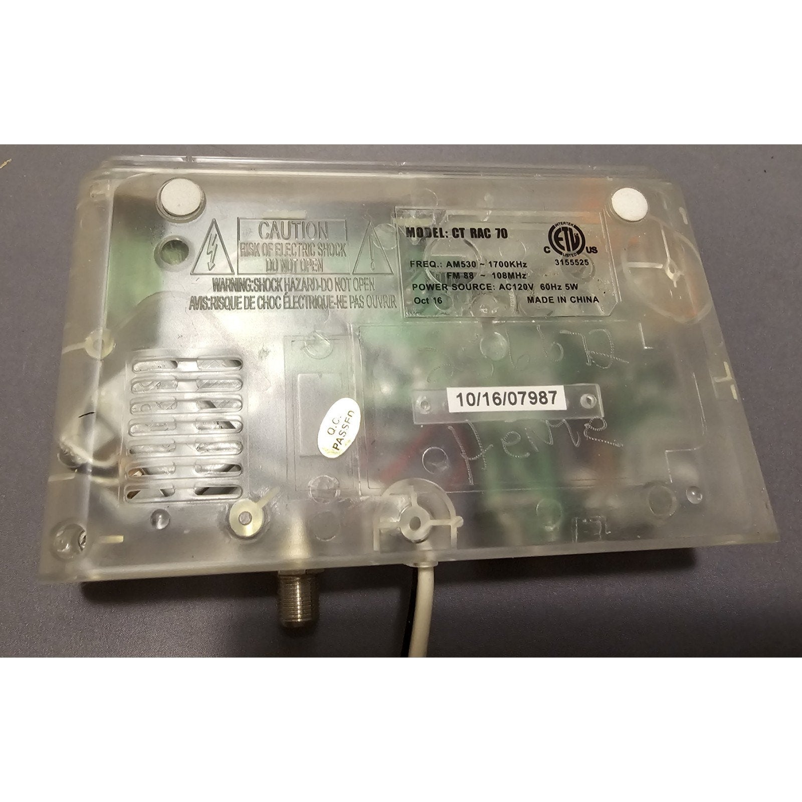 Vintage Clear Tech CT RAC 70 - Digital Alarm Clock w/Large Display - Tested