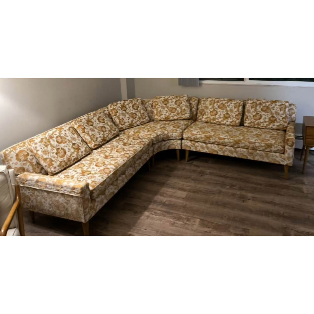 Beautiful Authentic Yellow Mid-Century Modern Sectional Sofa