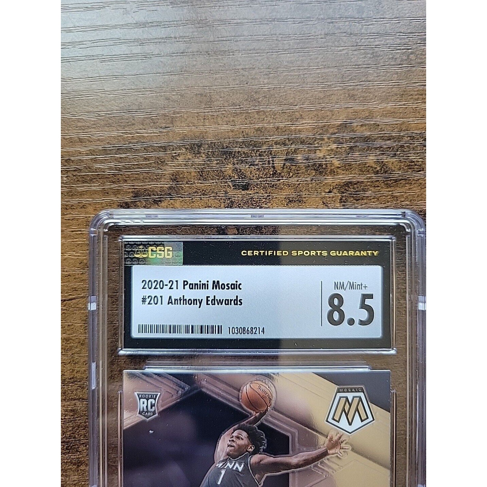 Anthony Edwards 2020-21 Panini Mosaic #201 - Rookie - CSG Graded 8.5