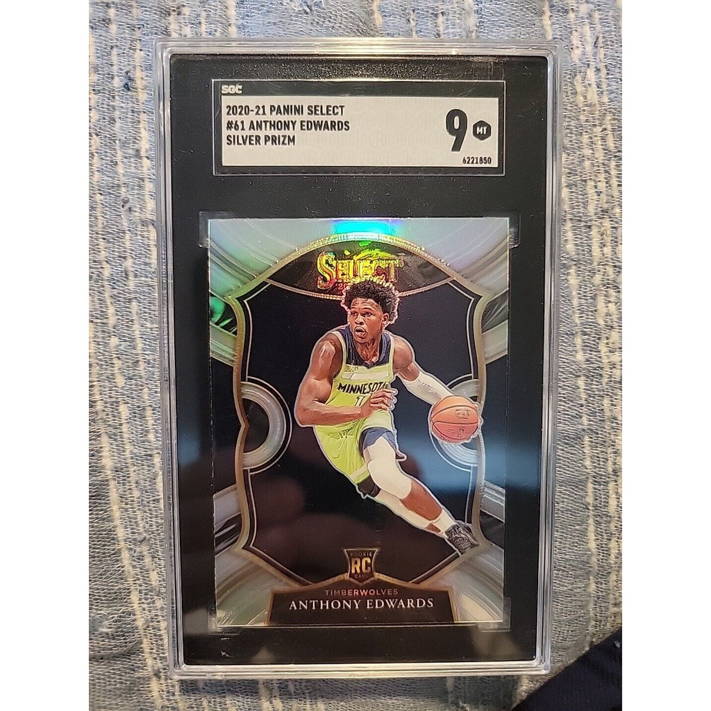 Anthony Edwards 2020-21 Panini Select #61 Silver Prizm Concourse #61 Rookie SGC9
