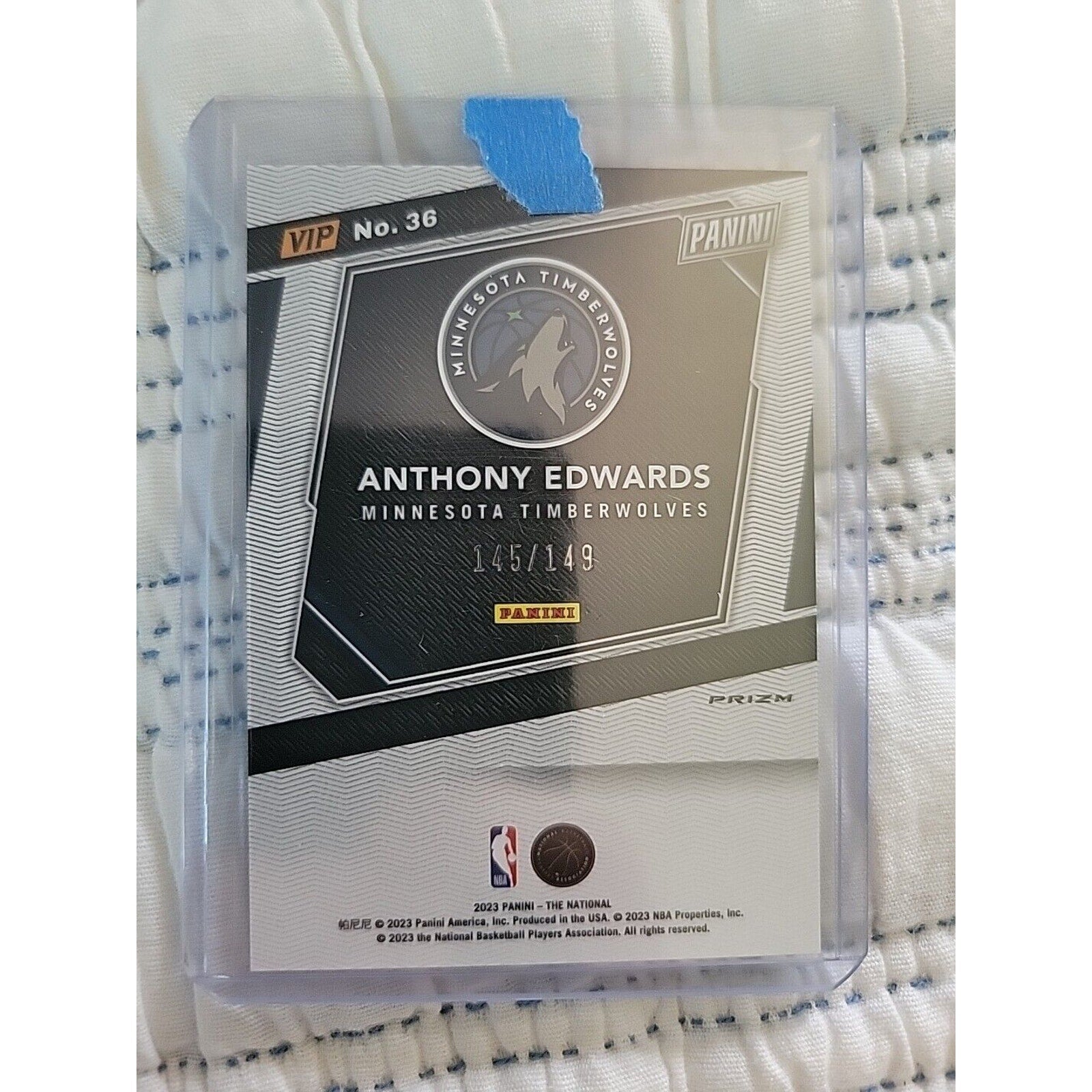 Anthony Edwards 2023 Panini National Gold VIP #36 - Blue Sparkle - Prizm s/n 145