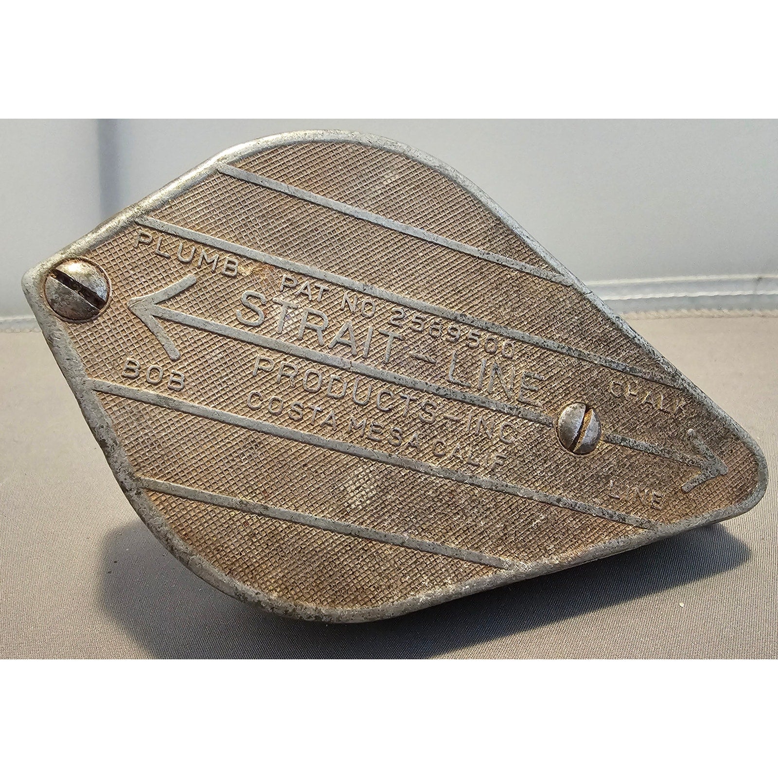 Vintage Irwin STRAIT-LINE Chalk Line Reel - Plumb Bob - Metal Case - CA, USA