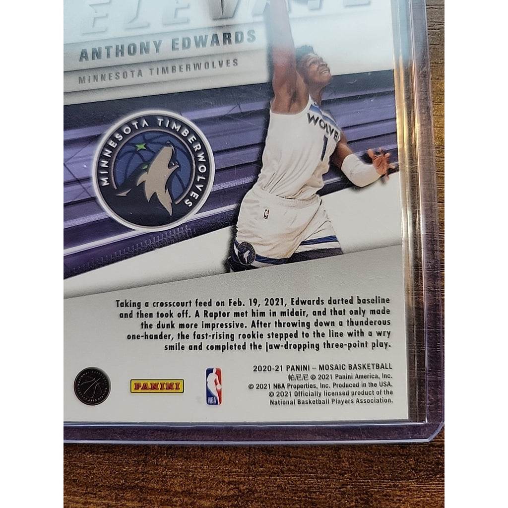Anthony Edwards 2020-2021 Panini Mosaic #12 - Elevate Green Prizm - Rookie