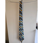 Vintage Men's Necktie - Blue/Black/Yellow Stripes - 54" long x 3.5" wide RN20152