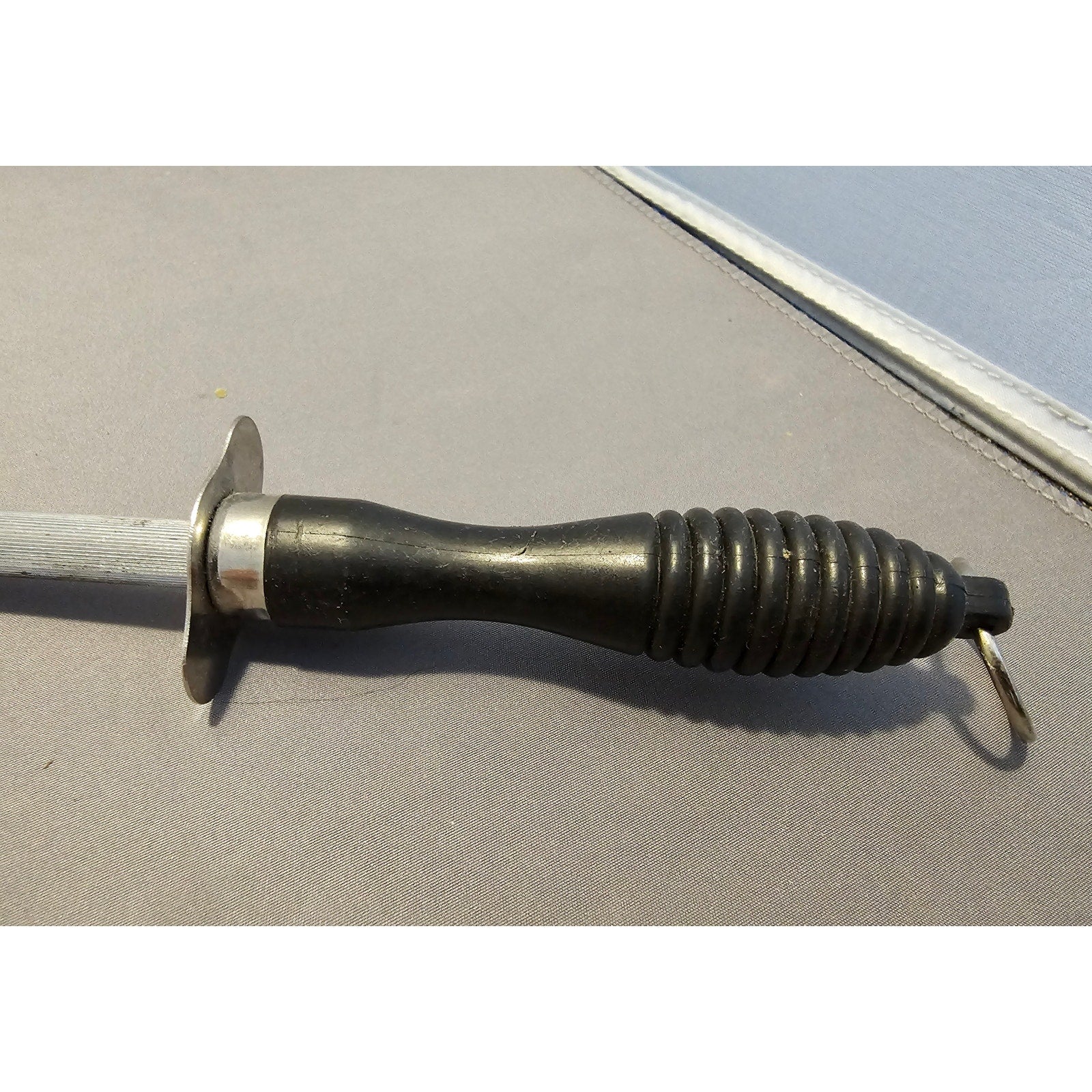 11-1/2" Black Plastic Handle Stainless Steel Knife Sharpener - Very Good