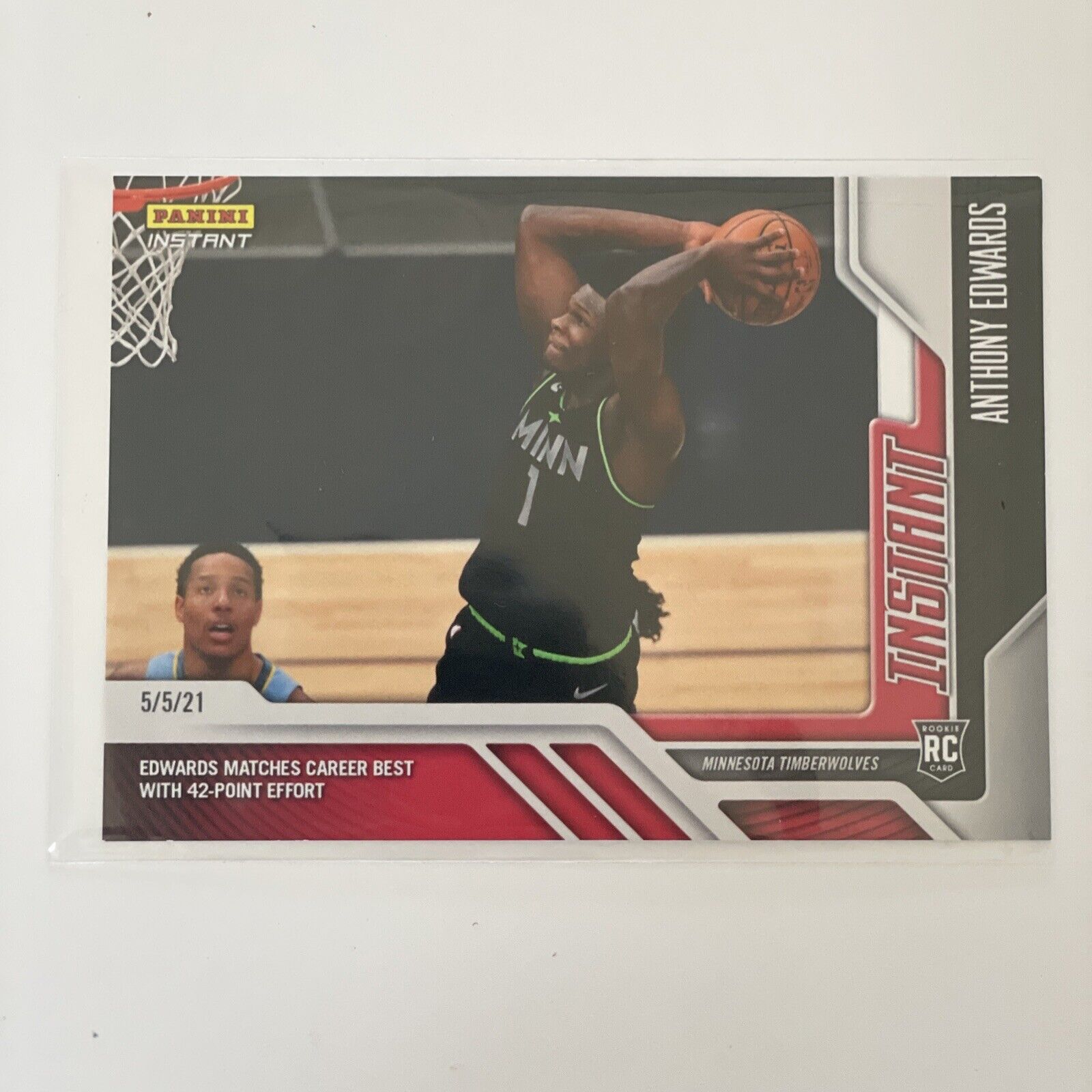 Anthony Edwards 2020-21 Panini Instant NBA Rookie RC Red Parallel SP Prizm 1/862