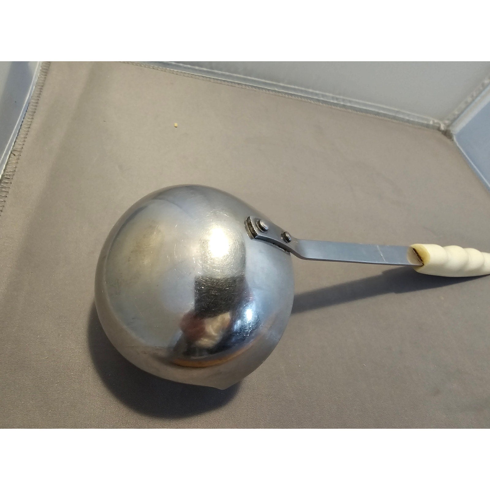 MCM/Vintage Soup Ladle w/White & Blue Floral Pattern Handle - 11-1/2"