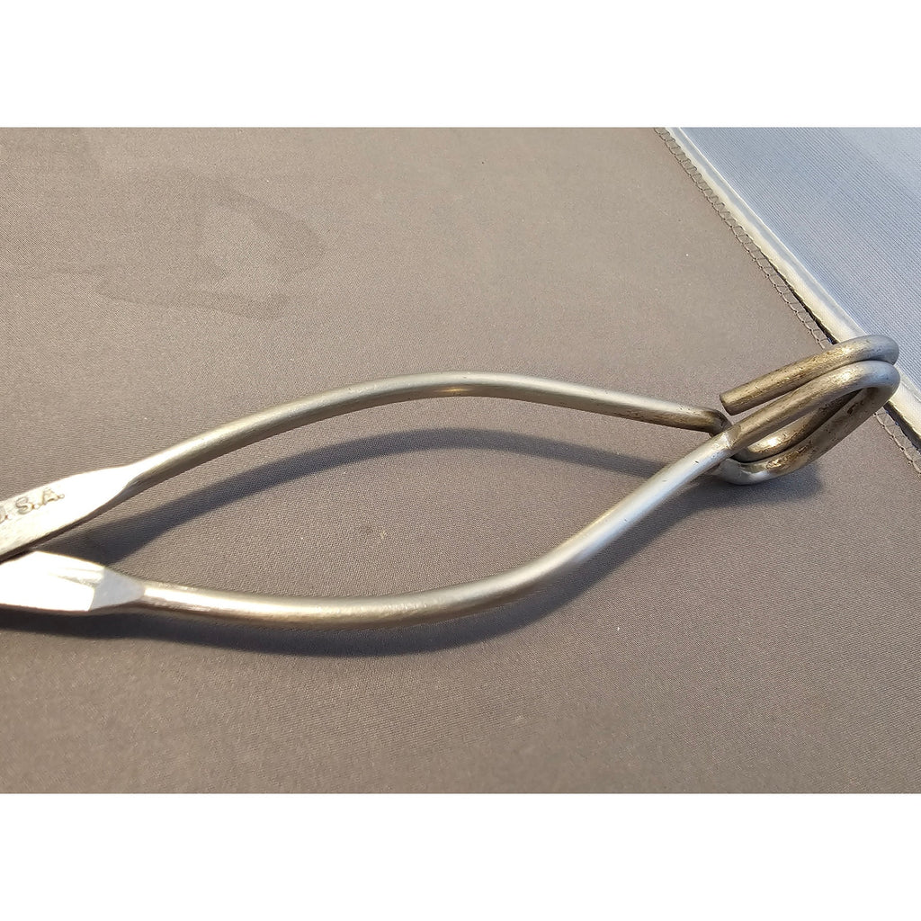 Vintage Ekco 10-1/2" Red Rubber Handle Stainless Steel Tongs - USA