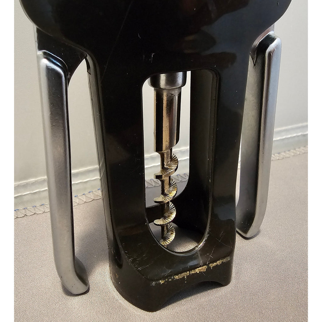 Goodcook Black/Silver Corkscrew Wine Bottle Opener w/Fins - Push Down - 6-1/2"