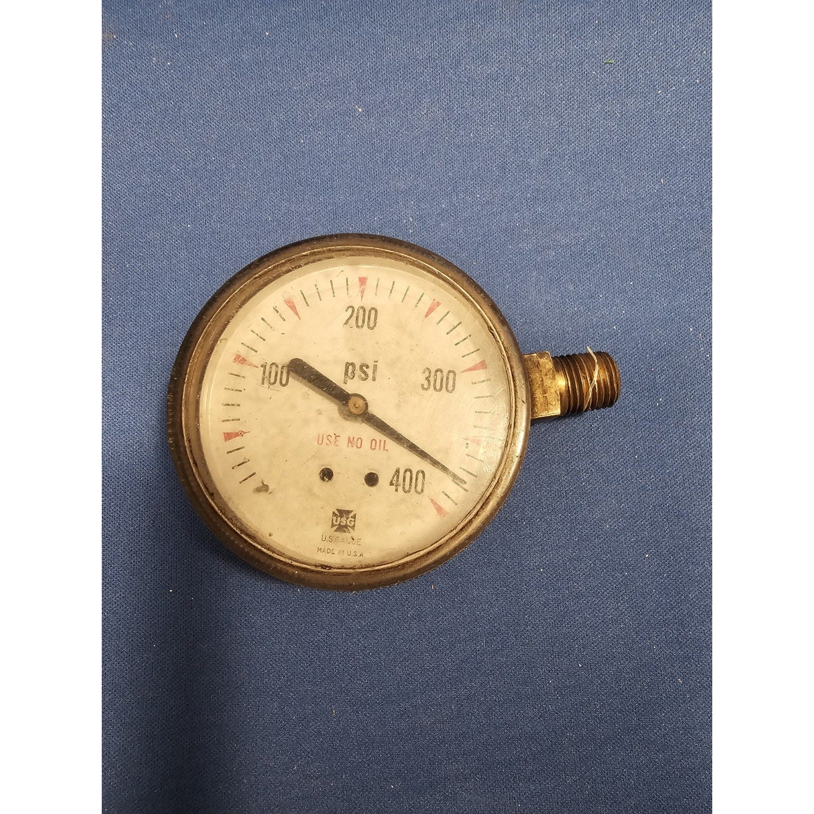 Vintage USG U.S. Gauge 0-400 psi Brass Gauge - USA