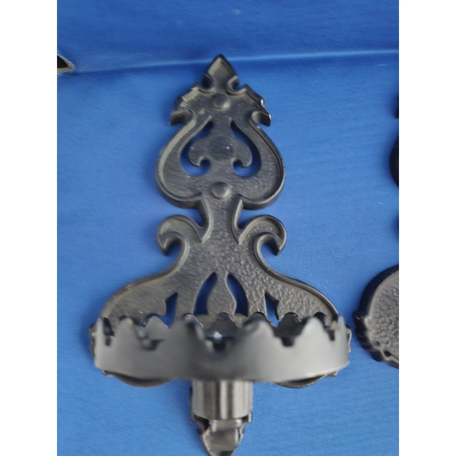 Pair of Vintage Homco #1386 - Black Metal Wall Decor Candle Holders