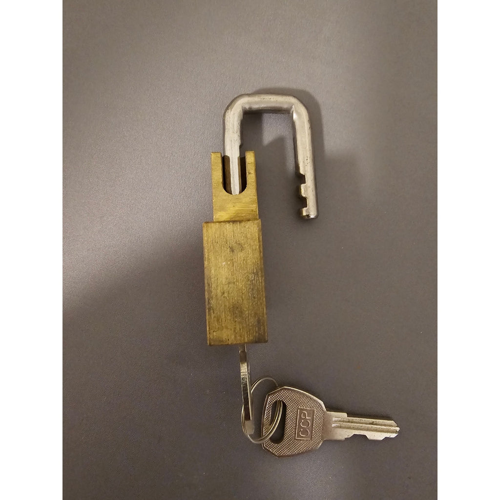 Vintage Brass Trailer Coupler Padlock w/CCP Keys - 1-1/2" x 1-1/2" - works great