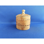 Vintage Small Handmade Carved Round Wood/Bark Box w/Lid