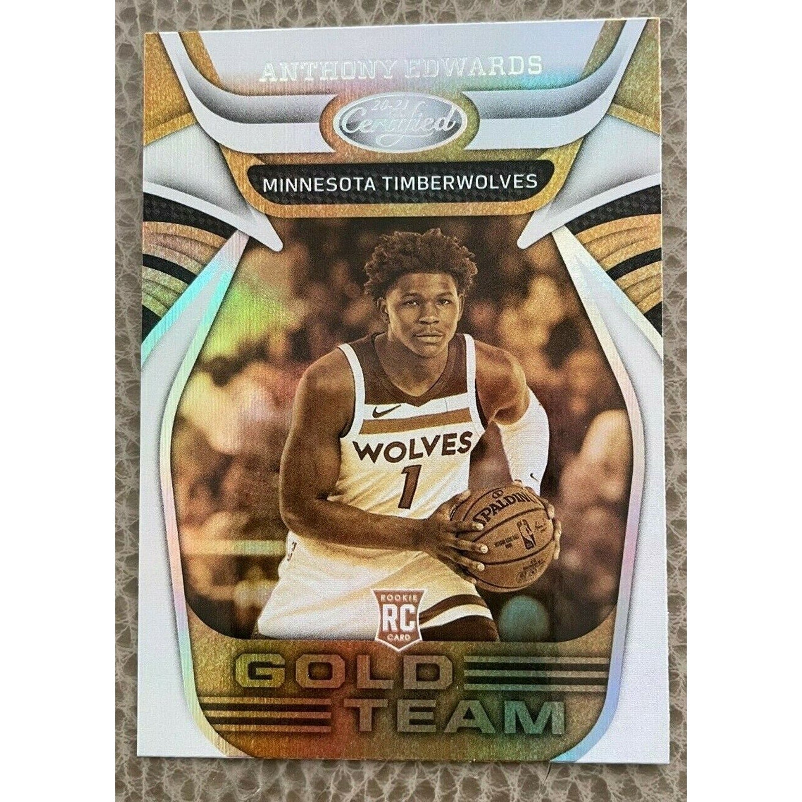 Anthony Edwards 2020-21 Panini Certified Gold Team #1 - Rookie - Minnesota Timberwolves