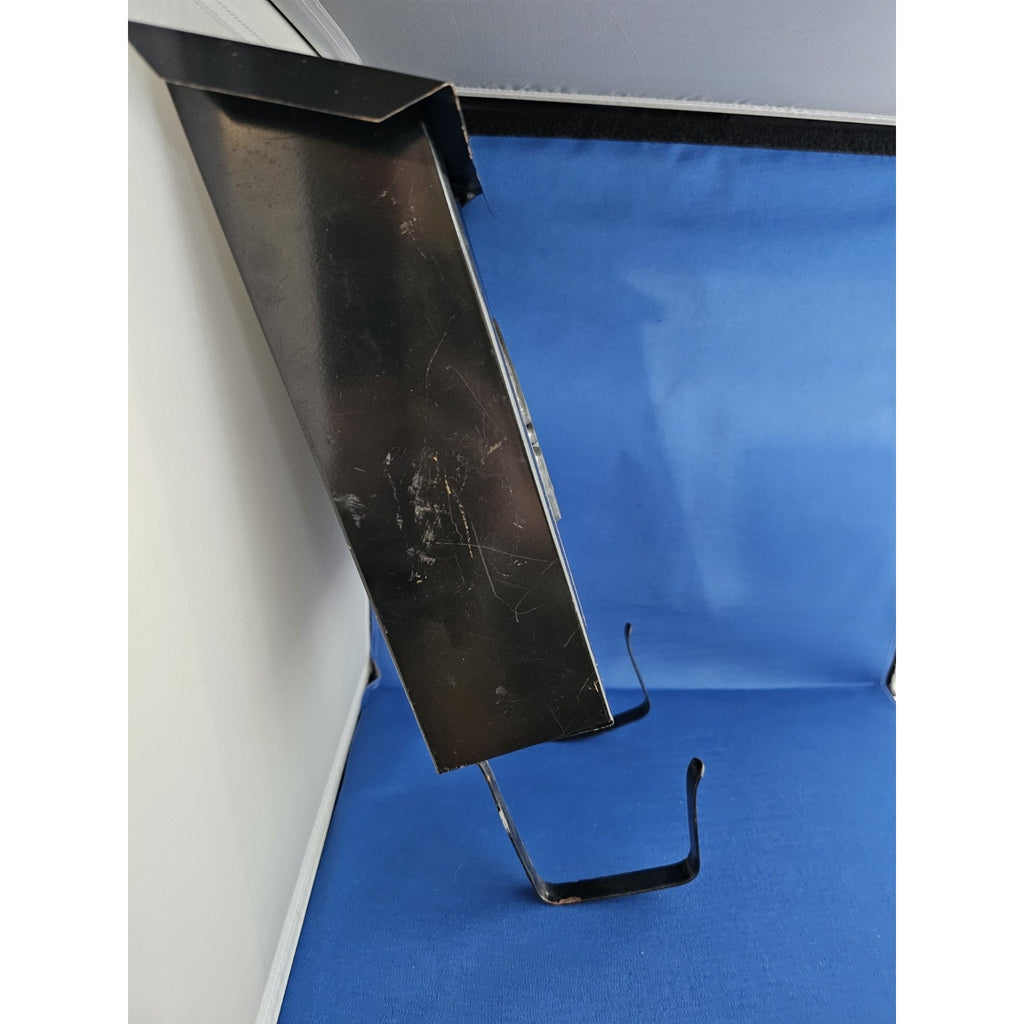 Vintage Black Metal Wall Mount Mailbox w/Emblem and Newspaper Rack Hooks