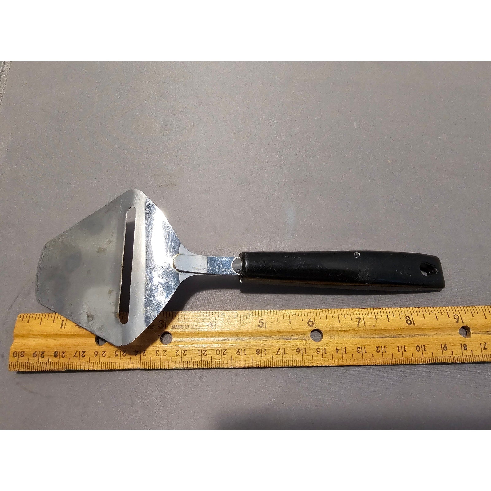 Vintage Ekco Stainless Steel Cheese Slicer/Server - Black Plastic Handle - USA