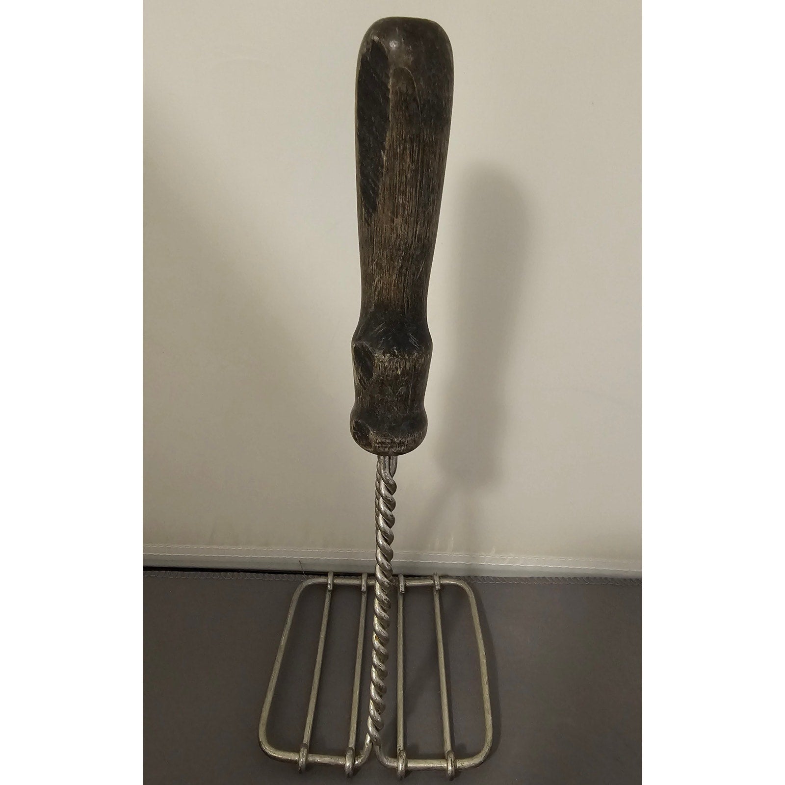 Vintage 10" Twisted Wire Potato Masher w/black wood handle