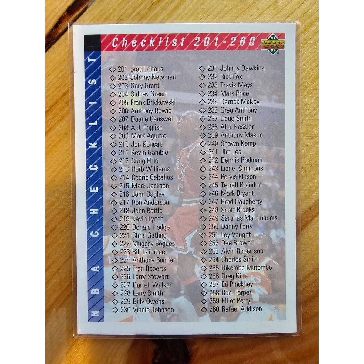 Michael Jordan 1992-1993 Upper Deck #310 Checklist - #201-310 - NBA