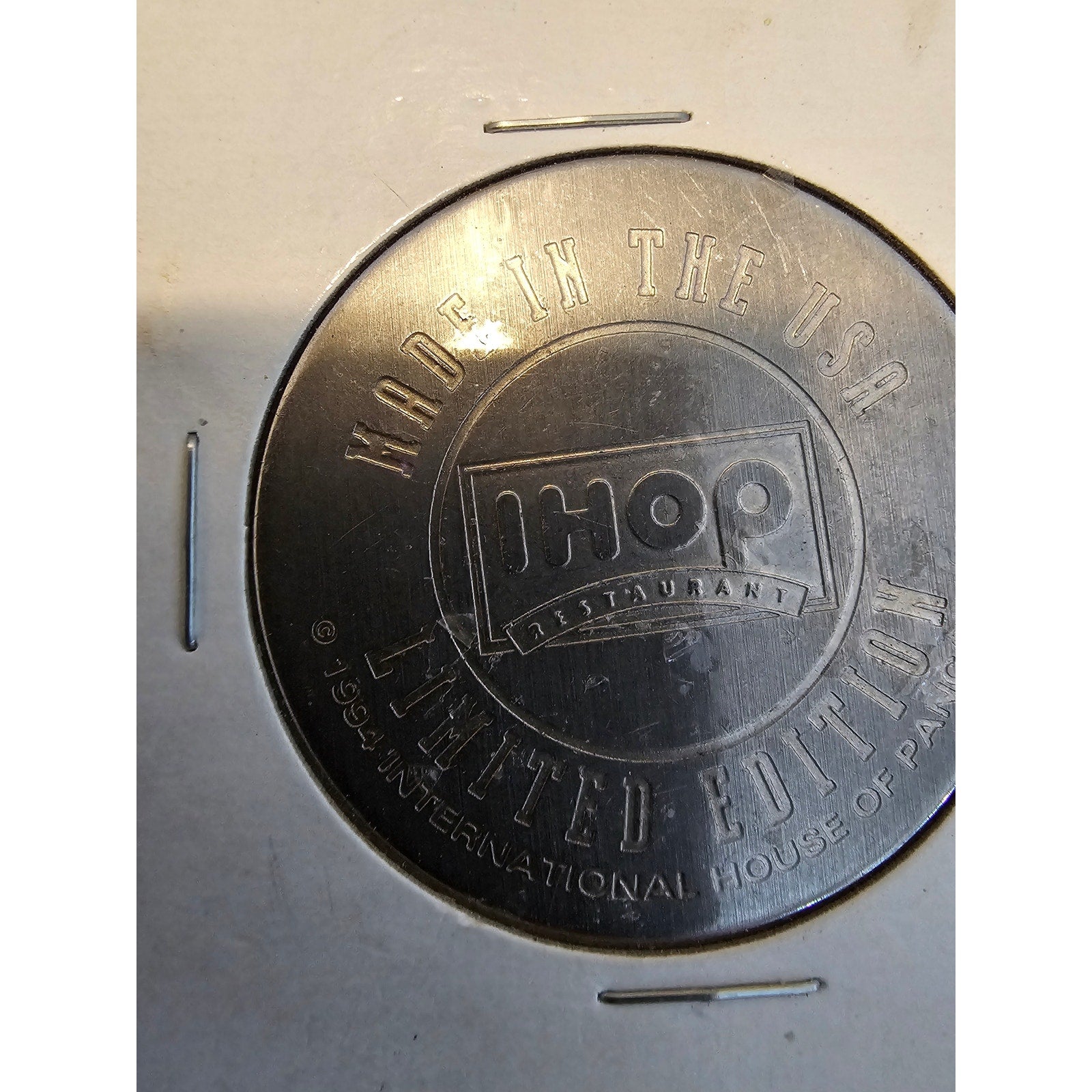 1994 IHOP - 100% Slid Steel LE Big Hopper Silver Token - "Made in the USA"