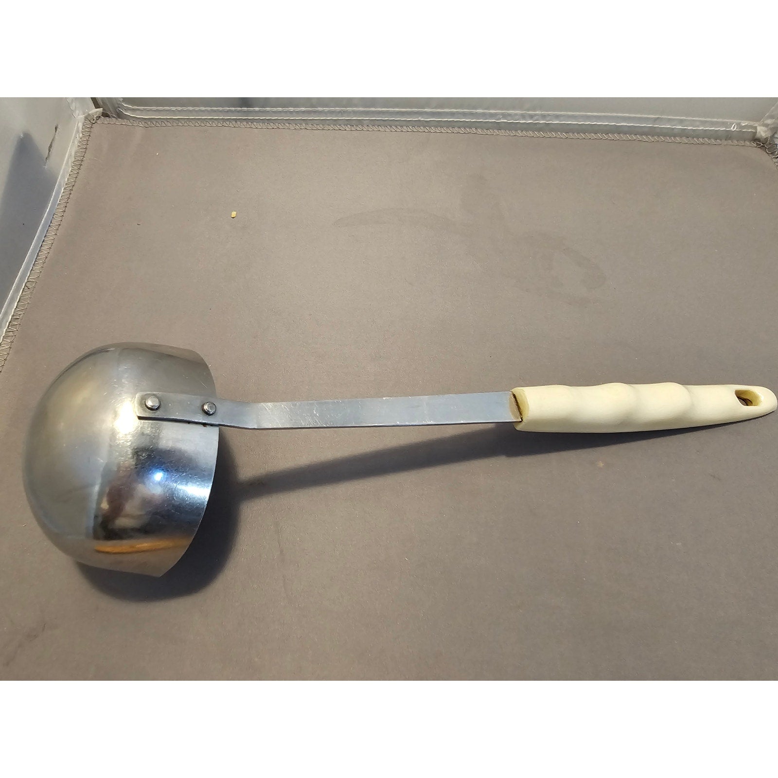 MCM/Vintage Soup Ladle w/White & Blue Floral Pattern Handle - 11-1/2"