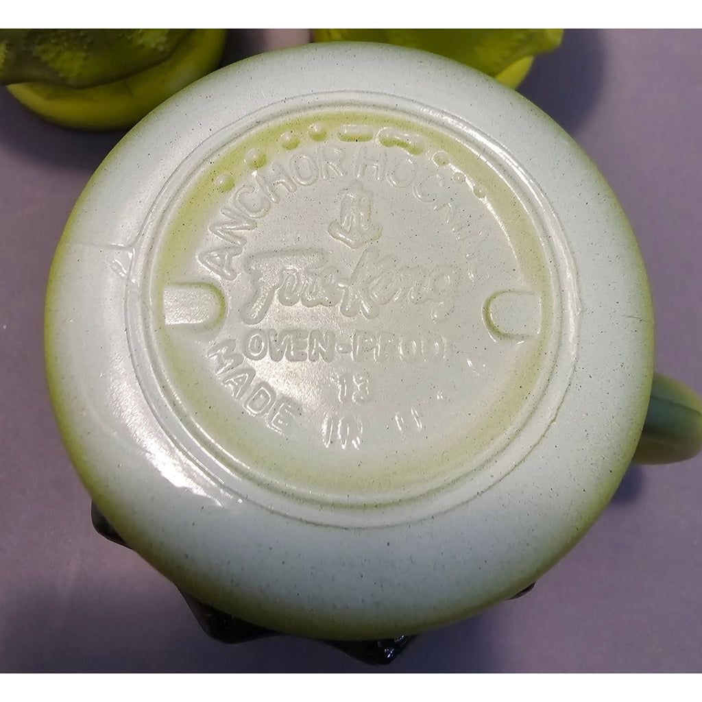 Lot of 6 Vintage Green Fire King Kimberly Diamond Point Coffee Cup/Mug - USA