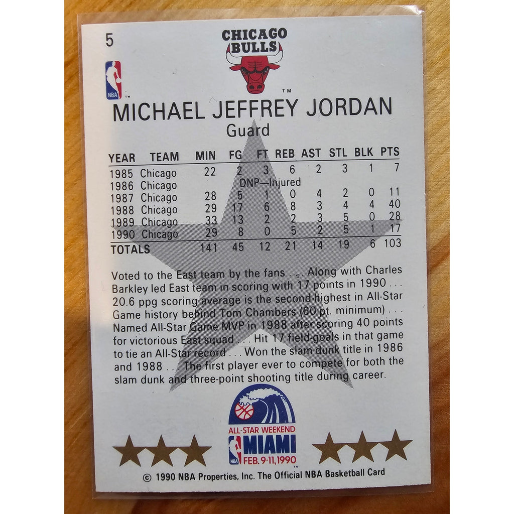 Michael Jordan 1990-1991 NBA Hoops #5 - Chicago Bulls - All-Star East - Miami