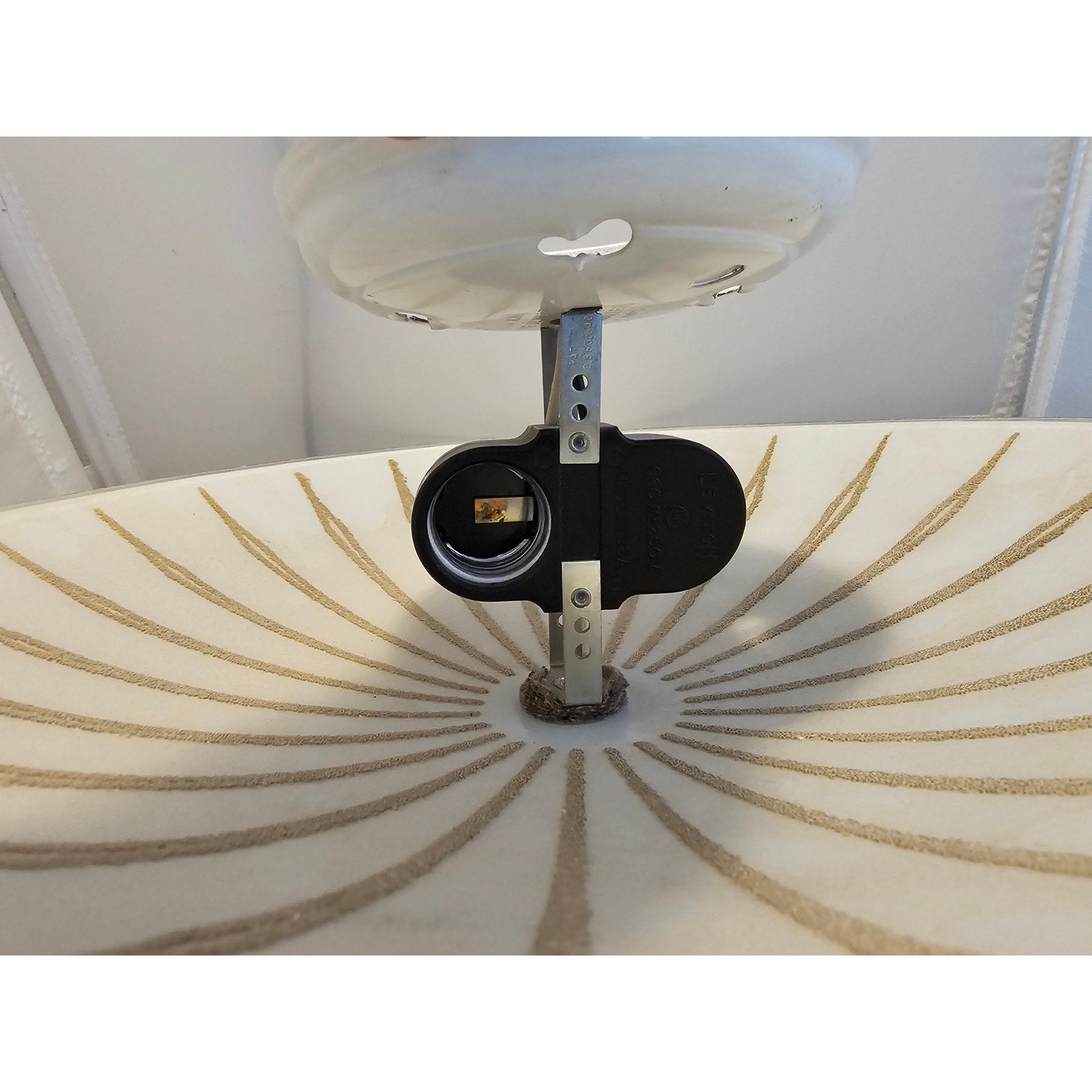 Vintage/Mid Century Modern Style, Frosted Sun Burst Two-Light Ceiling Fixture