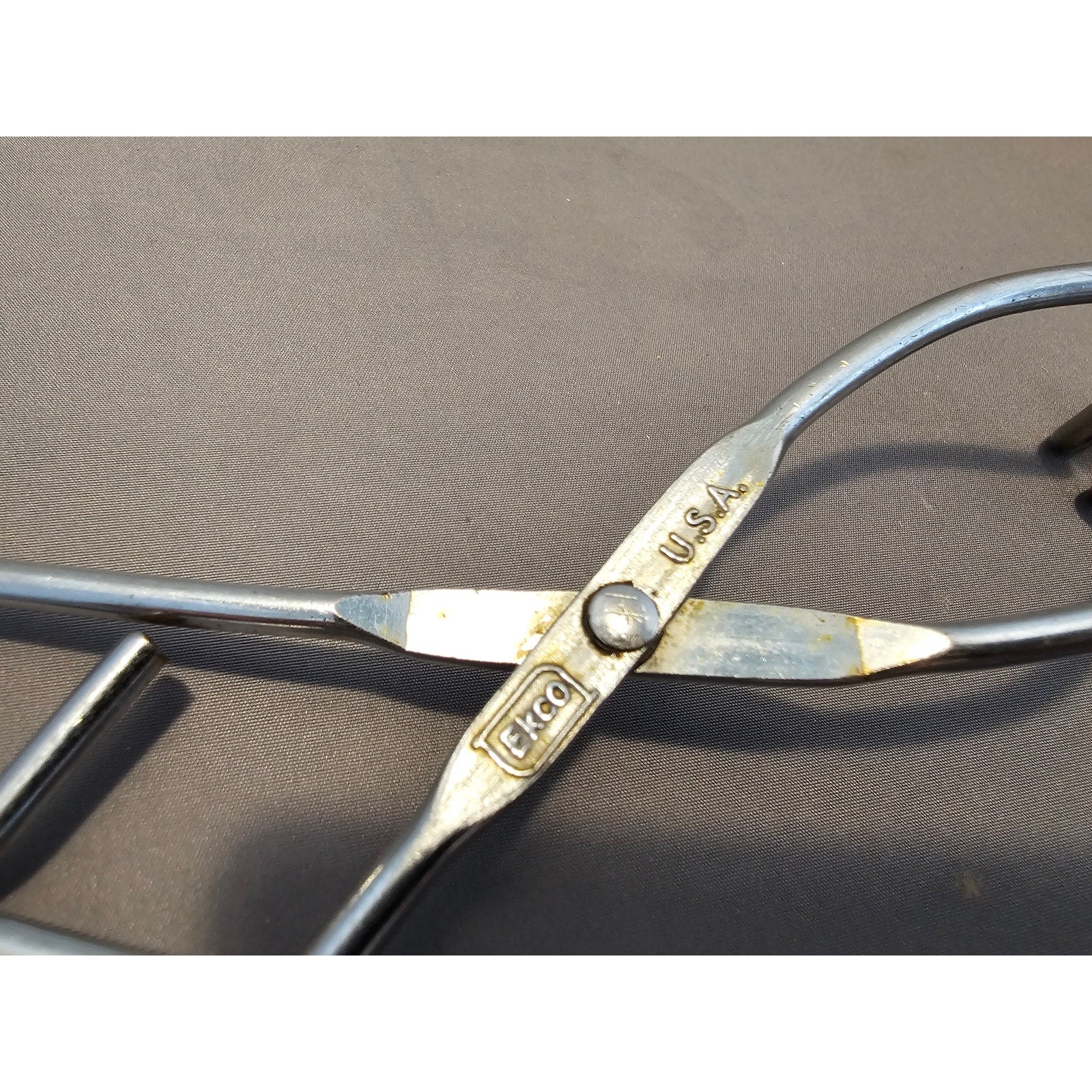 Vintage Ekco 8" (inch) Angled Stainless Steel Tongs - USA