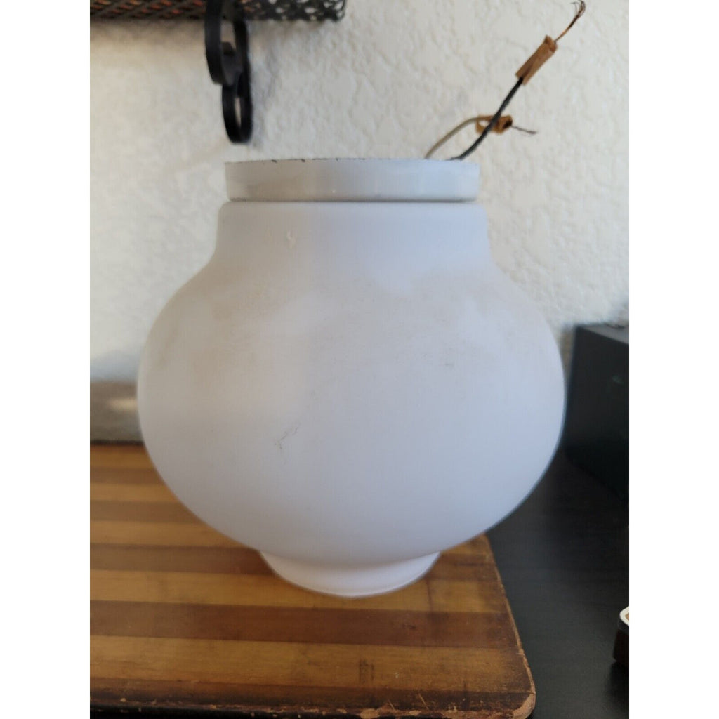 Vintage Flush Mount Ceiling Light Shade - 8" Diameter Frosted Glass Globe