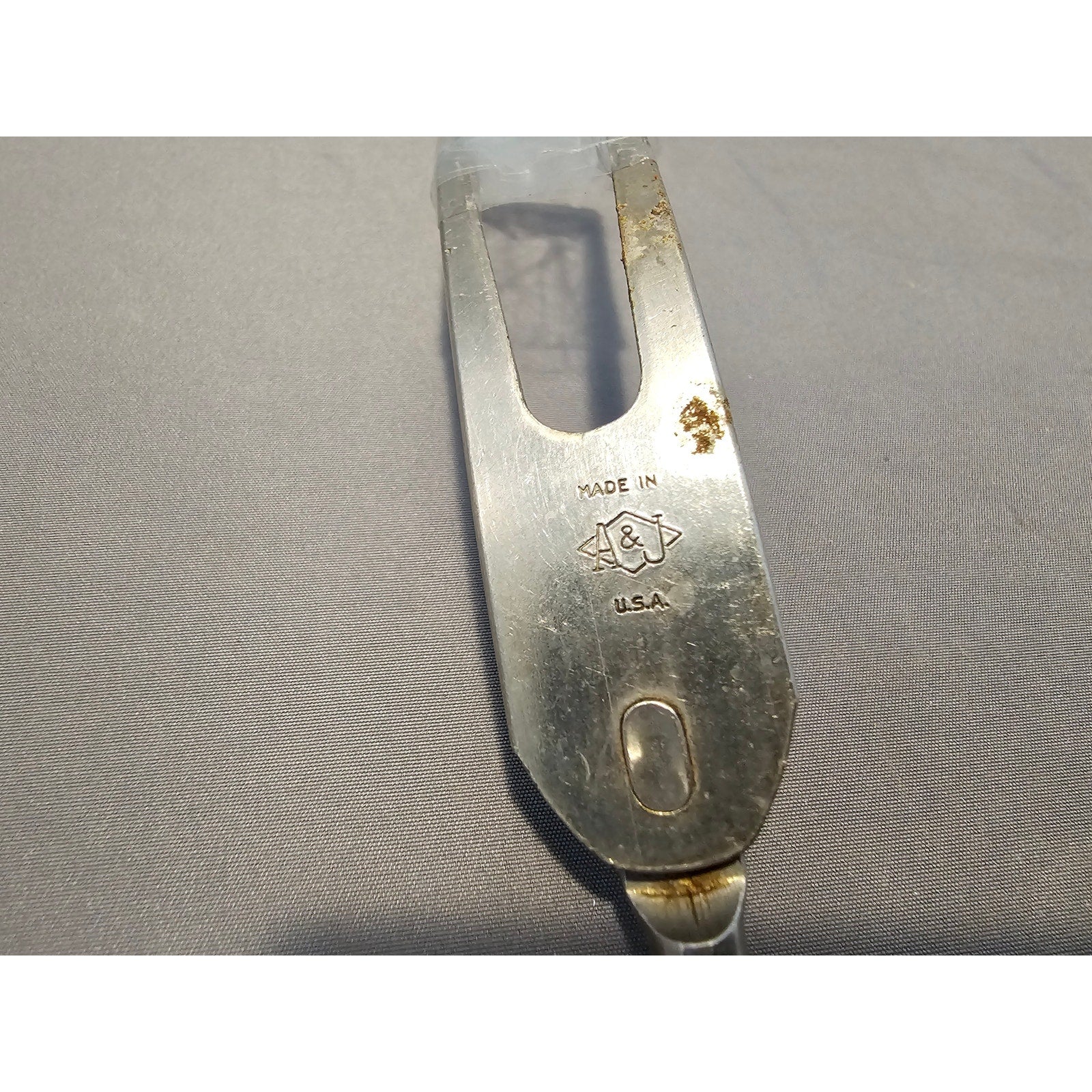 Vintage A&J 2-Prong Stainless Carving/Serving Fork w/Red Wood Handle - 12” Long