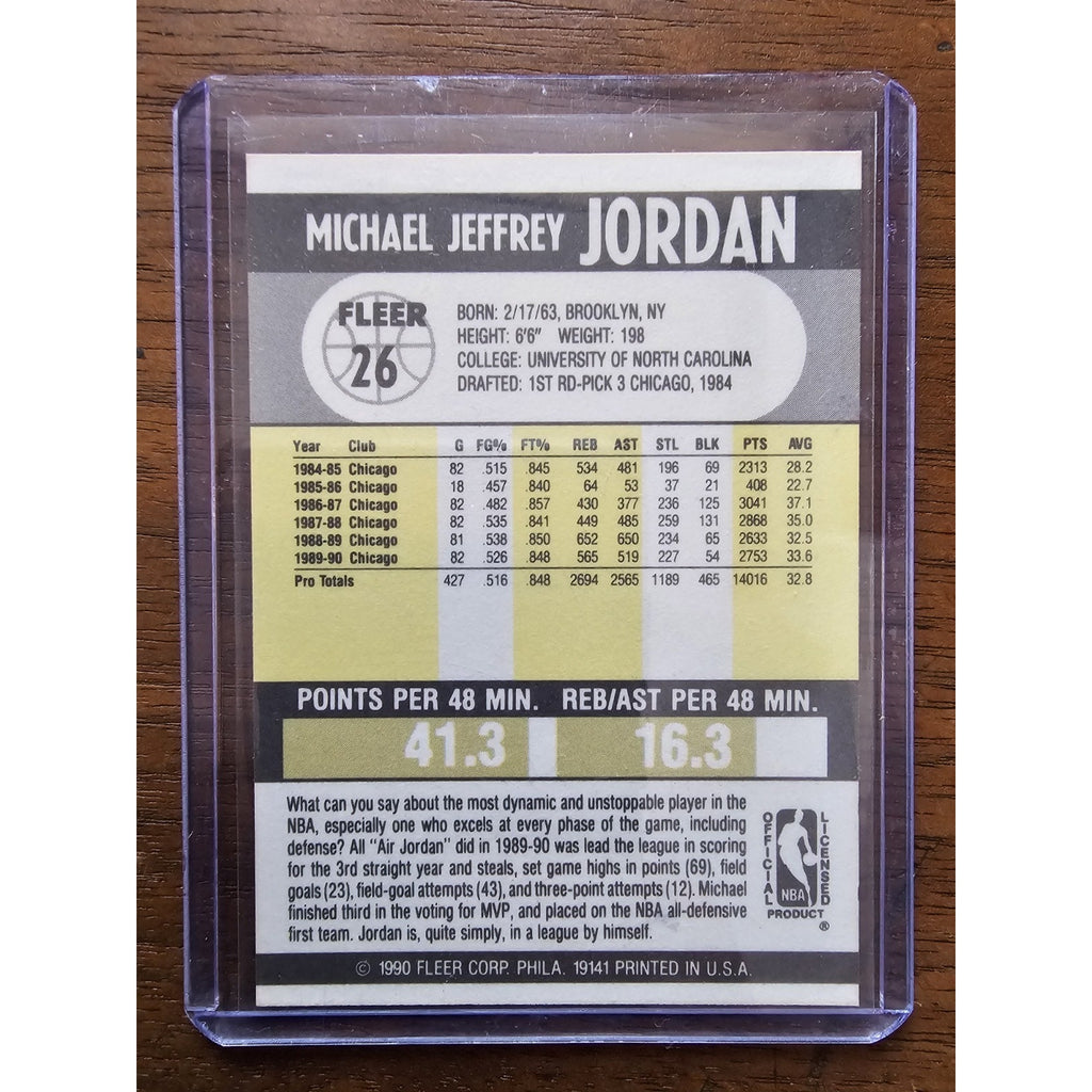 Michael Jordan 1990-1991 Fleer #26 - Chicago Bulls - NBA - Black Line Variation