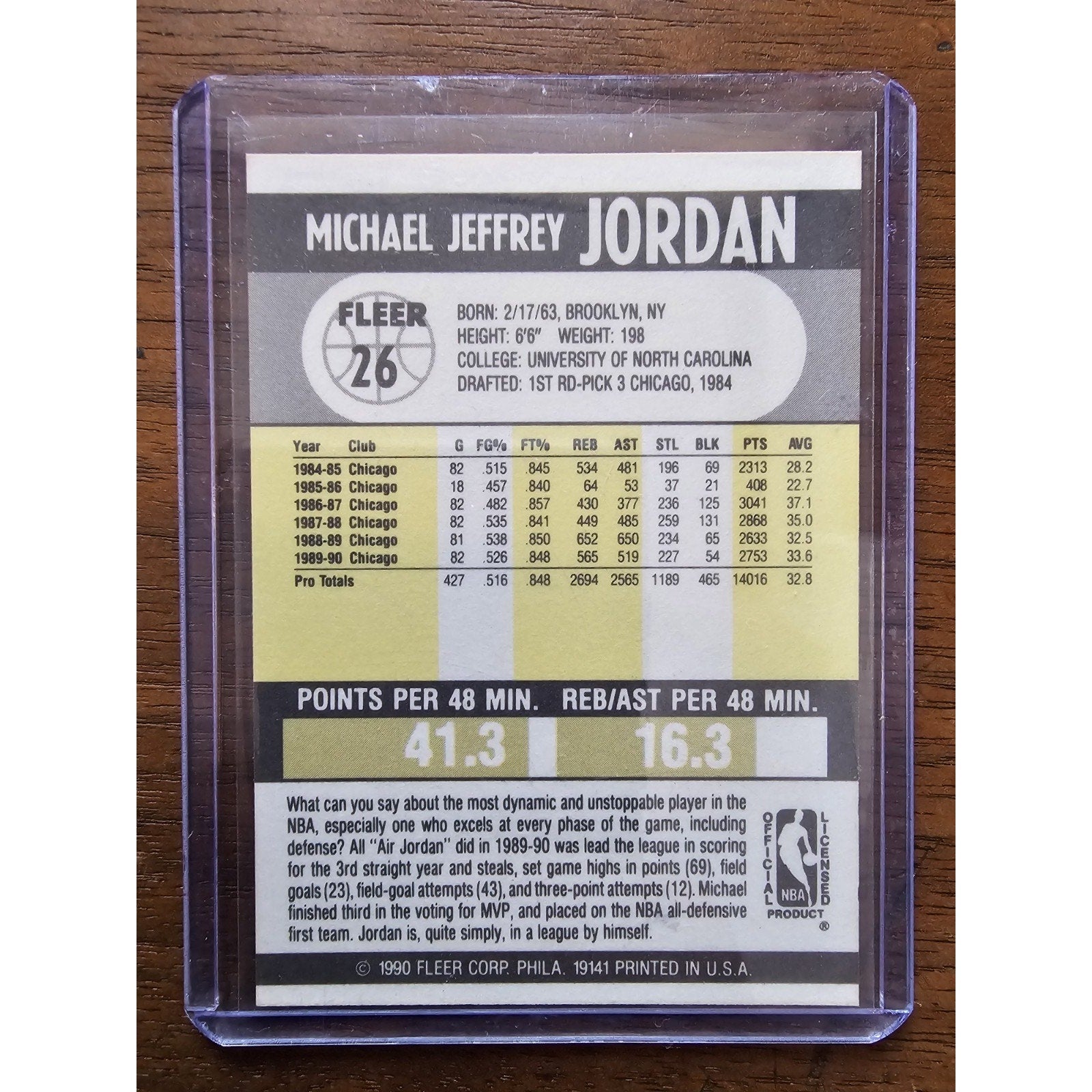 Michael Jordan 1990-1991 Fleer #26 - Chicago Bulls - NBA - Black Line Variation