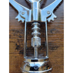 Silver Corkscrew Wine Bottle Opener w/Fins - Push Down - Used - Italy