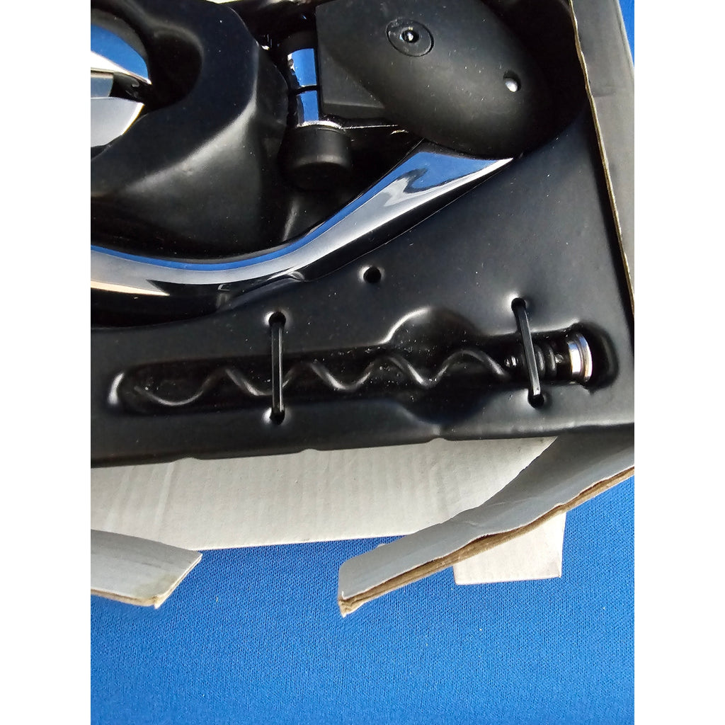 Black Houdini Lever Wine Corkscrew by Rabbit w/Foil Cutter & Case - $39.99 New!