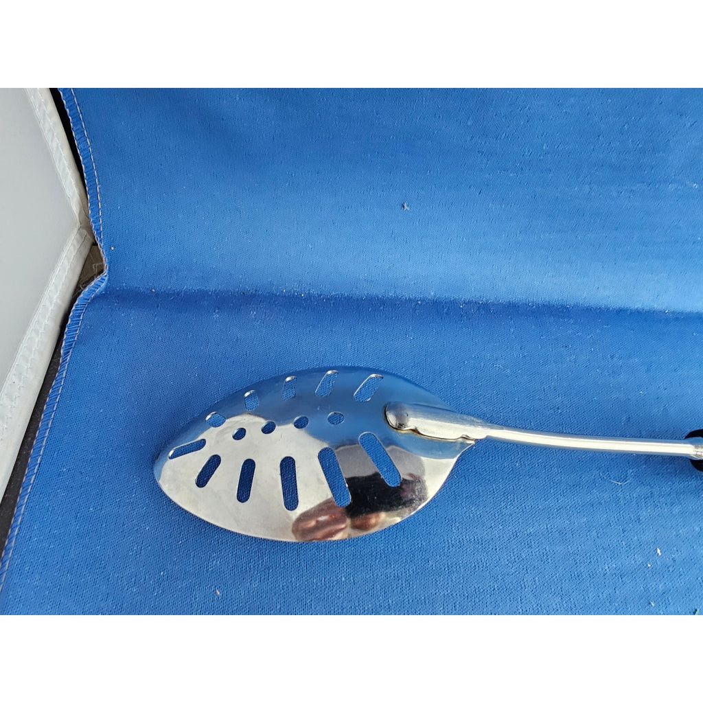 Vintage Foley Stainless Steel (USA) Slotted Serving Spoon w/Black Handle - 11"