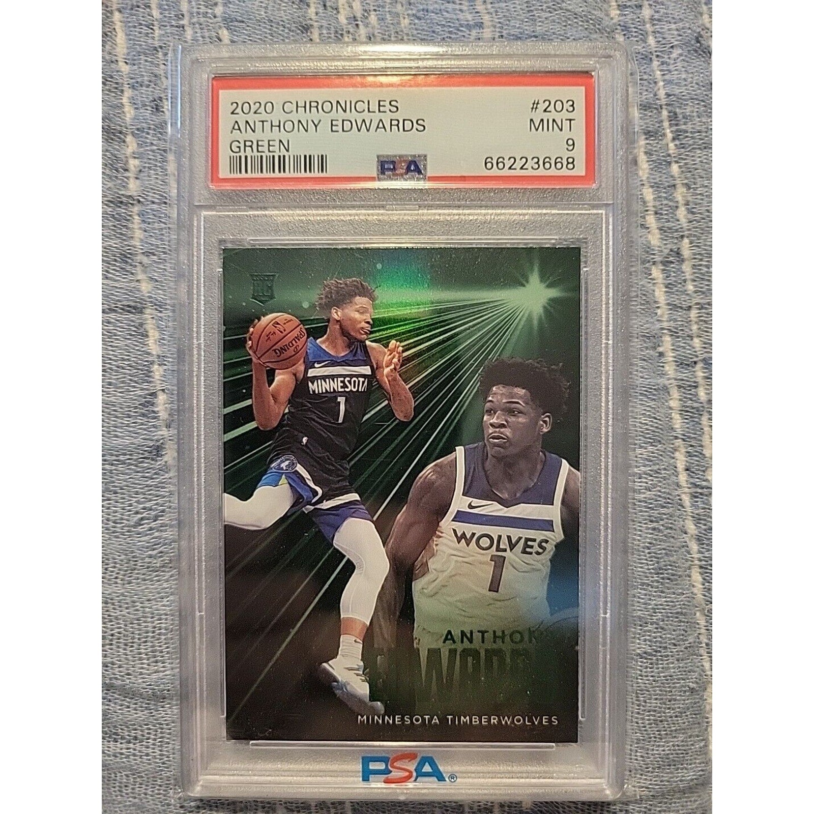 Anthony Edwards 2020-21 Panini Chronicles Essentials #203 - PSA 9 Green Rookie