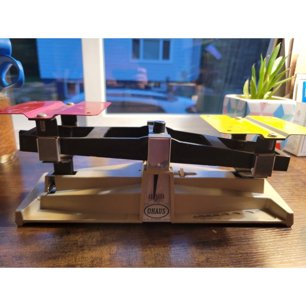 Vintage Red/Yellow Ohaus School Balance Scale Classroom/Homeschool